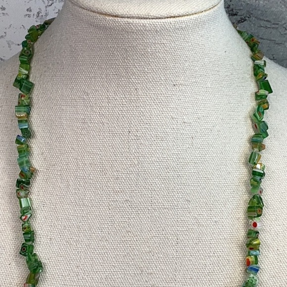 Millefiori Green Glass Necklace - Picture 4 of 5